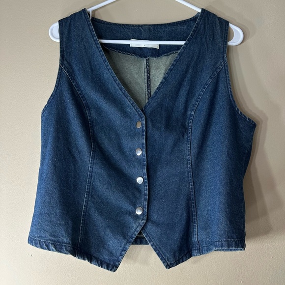 Denim Vest Button Front Y2K Jean Top by Cammense Western Street Style - Picture 1 of 6